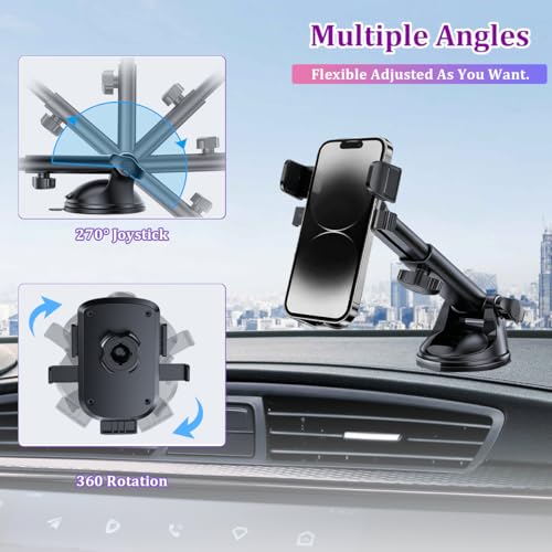 Image of Car Phone Holder, Strong Suction Vehicle Dashboard Windshield Air Vent Cellphone Mount Cradle, Adjustable Hands Free Automotive Smartphone Stand Accessories, Universal Fit (Carbon Fiber2)