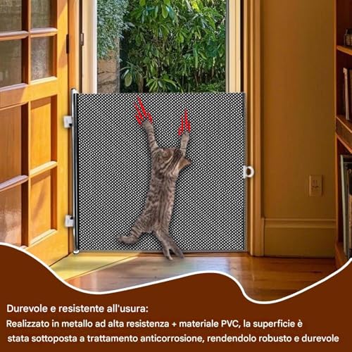 Sicherheitswelpe, Katzen für Türen, einziehbare innere Hundebarrieren- Tragbare Haustierbedarf, multifunktionaler Tierzaun für Tür, Treppe, Balkon-3