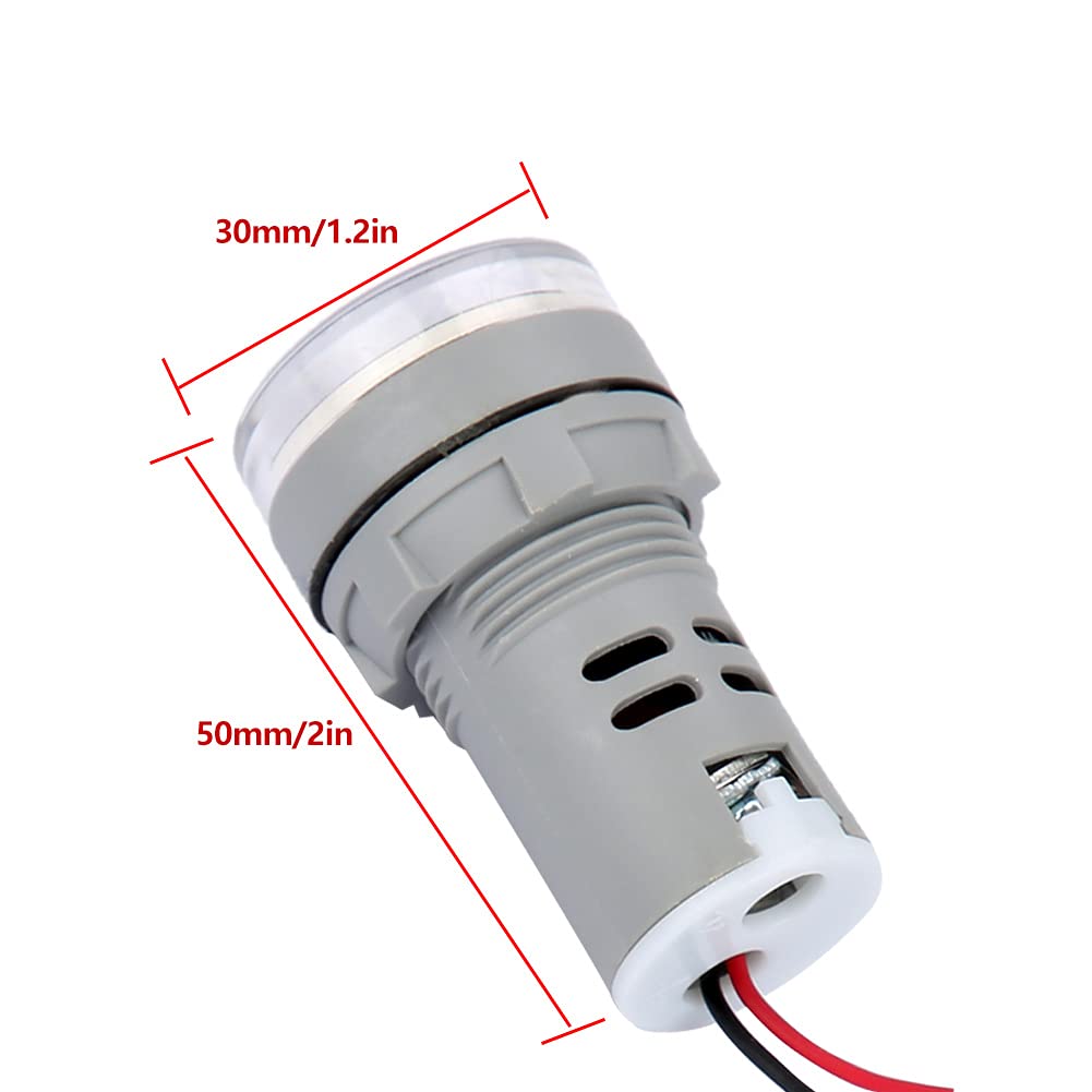Digital Voltage Current Meter, Plastic Electric Ammeter Indicator, AC Current Meter Indicator LED Round Lamp Light Industrial Meter 0-100A (White)