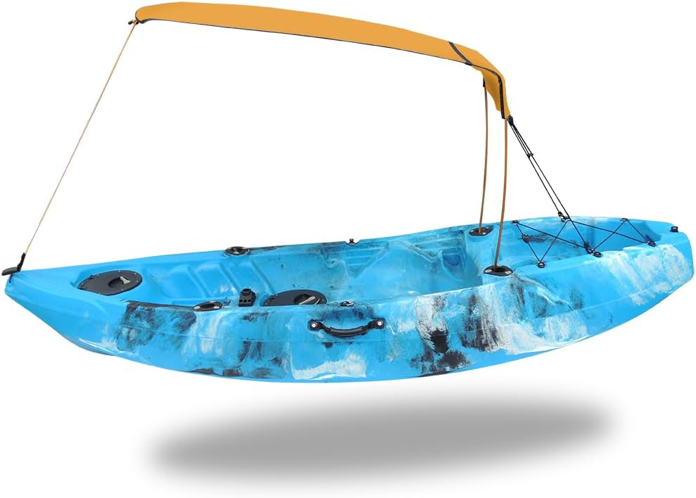 Kayak Sun Shade Canopy, Single Person, Waterproof, Orange, with Mounting Cords