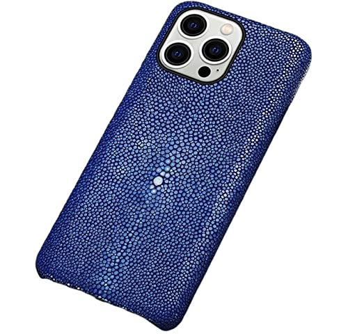 Coque iPhone 13 antichoc protection caméra en cuir bleu mince