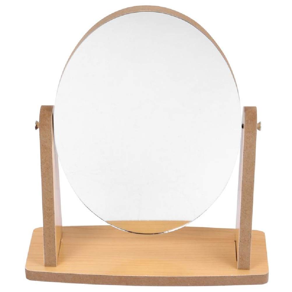 FLYIODFCXV Cosmetic mirror, 360 Degree Makeup Mirror Cosmetic with Wooden Stand Tabletop Bathroom Vanity Decoration Desktop