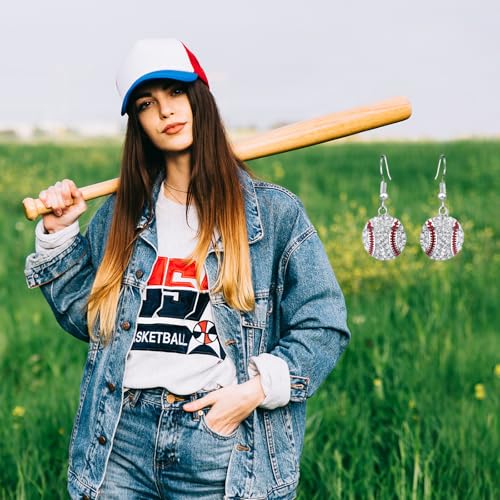 Baseball Earrings for Women Leather Softball Earrings Baseball Stud Earrings for Women Baseball Mom Earrings Baseball Jewelry for Sport Ball Fans Player Accessories - Thumbnail 3