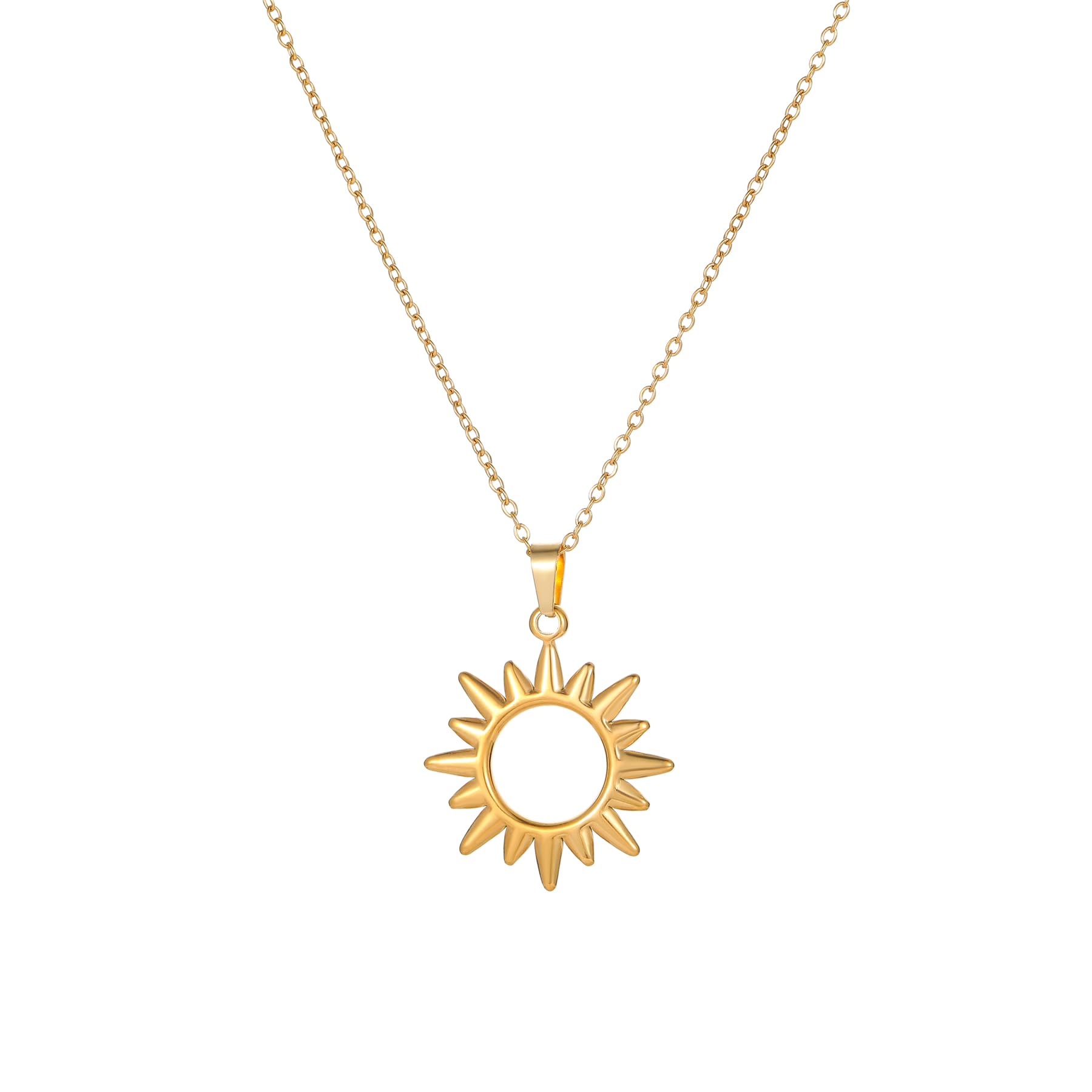 Gold Sun Horn Necklace for Women Dainty Crescent Moon Necklace Lucky Horse Shoe Pendant Necklace Minimalist Trendy Jewelry Christmas Gifts