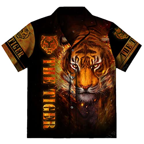 Chemise homme manches courtes imprimé tigre 3D style streetwear C-8 L