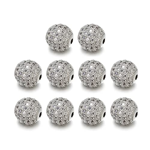 10 cuentas de latón de 8 mm con circonitas para diseñar collares