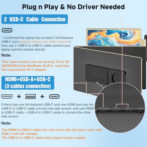 Image of KEFEYA Laptop Screen Extender 15.6 inch, Portable Triple Monitor for Laptops 13-17.3 inch, FHD 1080P 120% sRGB 235 Rotation Detachable Laptop Monitor Extender for Windows /Mac /Dex /Chrome /Surface, Plug n Play
