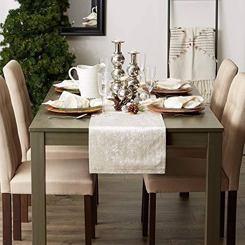 DII Velvet Collection Tabletop, Table Runner, 14x72, Cream by DII - Image 5