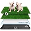 Dog Grass Pad with Tray,35.5” x 23.6” Indoor Dog Potty System 2 Pics Replacement Artificial Grass Mats-5 Pics Disposable Puppy Pads,for Puppy Training Apartment,Balcony and Apartment Use