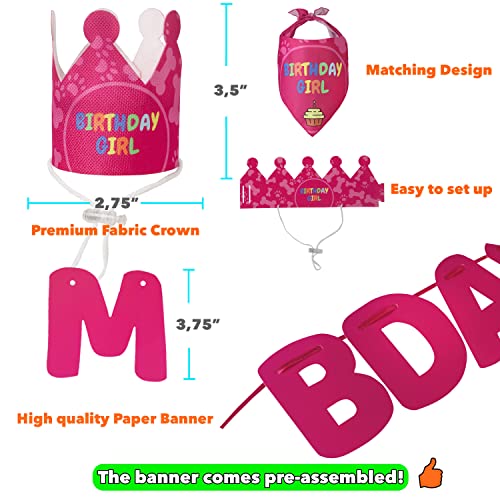 Odi Style Dog Birthday Party Supplies - Dog Birthday Bandana Set - Birthday Girl Bandana For Medium, Large Dogs, Party Hat, Crown And Cute Dog Birthday Banner With It's My Birthday Mother Puppers Sign #TOP1