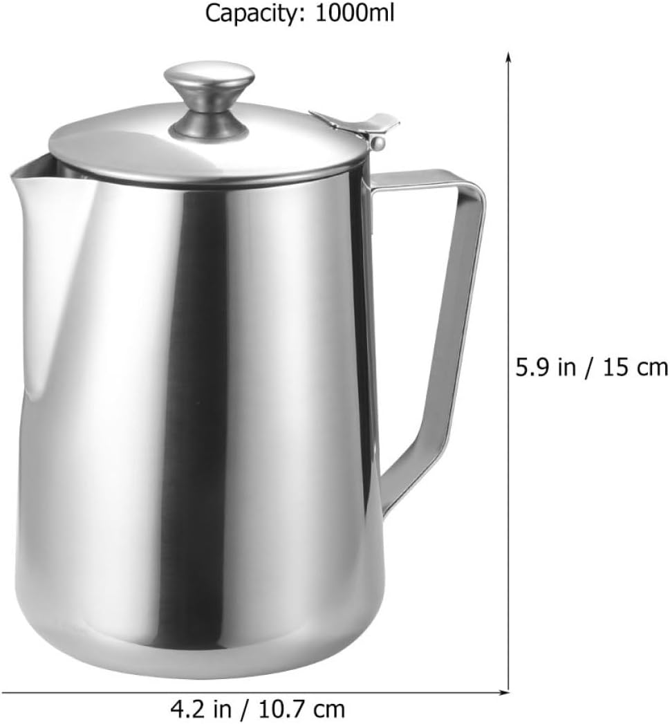 Ipetboom Stainless Steel Milk Frothing Pitcher with Narrow Spout Ergonomic Handle for Espresso Latte Art Cappuccino Steaming and Pouring Easy to Clean Coffee Frother Cup for Coffee Shops
