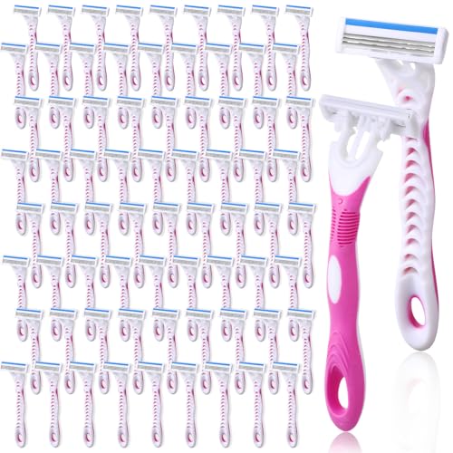 Image of 72 Count Women's Disposable Razors Blades Bulk 3 Blade Razors for Women Disposable Head Razor Sensitive Skin Razor Comfortable Shave for Bathing Hotel Travel