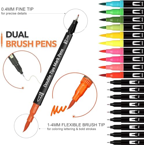 Image of Corslet Brush Pens 24 Shades Dual tip Color Marker Sketch Pens