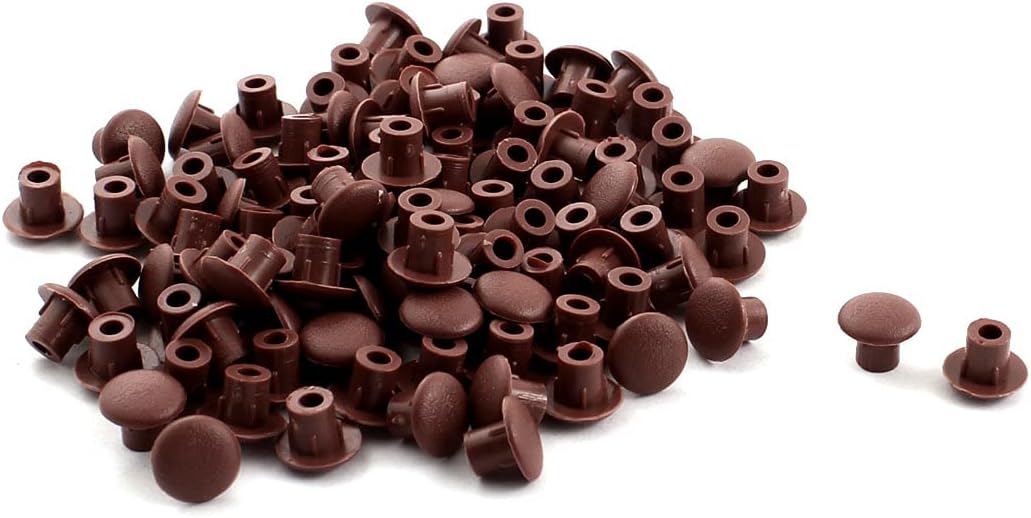 Sourcingmap Home Furniture Decor 5mm Brown Plastic Screw Hole Cover Plugs 100pcs