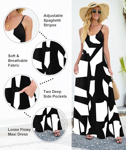 Image of Wolddress Womens Maxi Dress with Pockets 2026 Casual Strap Plus Size Loose Plain Long Office Summer Beach Travel Dresses S-5X