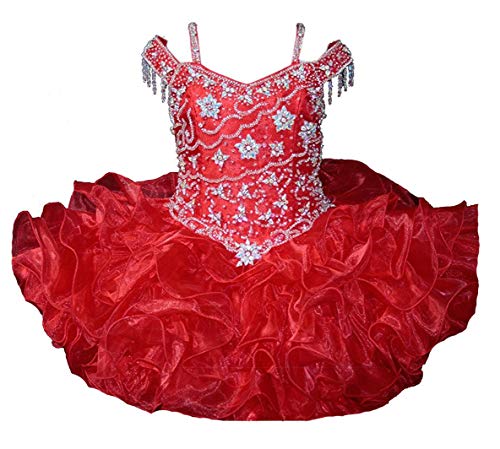 Junguan Baby Girls Off The Shoulder Cupcake Pageant Dress Short Giltz National for Infant Birthday Party Tutu Dresses ST0043