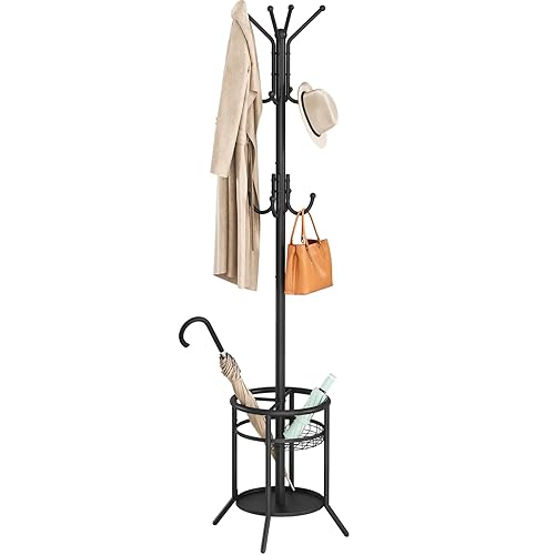 ELYKEN Coat Rack Freestanding, Metal Coat Rack Stand with Umbrella