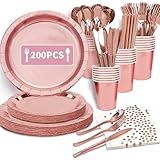 Vajilla Reutilizable de 200 piezas,50 platos, 25 cucharas,25 tenedores, 25 cuchillos,25 vasos,25 paja,25 servilletas,para...
