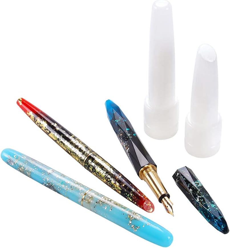 Pen Shape Resin Molds Epoxy Casting Molds Fountain Pen Silicone Molds Cylinder Epoxy Mold for Candle Crafts Making Tools