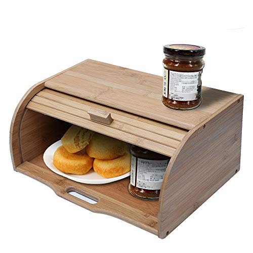 Uplord caixa de pão de bambu para balcão de cozinha, bancada para armazenamento de pão/exibição de p