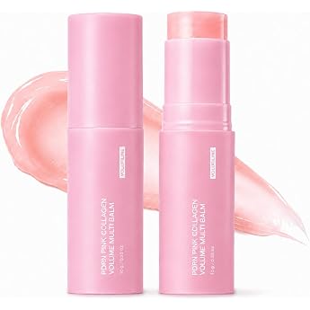 PDRN Pink Collagen Volume Multi Balm Stick Wrinkle Bounce Multi Balm with 5% Volufiline Collagen Peptides & Retinol Eye Balm Stick for Eyes Lips Neck Face & Glow Stick Pack of 2