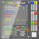 PigPotParty 1 tabla de tareas magnética acrílica para refrigerador para múltiples niños, pizarra transparente de borrado en seco para refrigerador con 12 marcadores