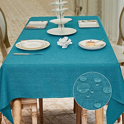 BALCONY & FALCON Rectangle Table Cloth Waterproof Lake Blue 118"x57"