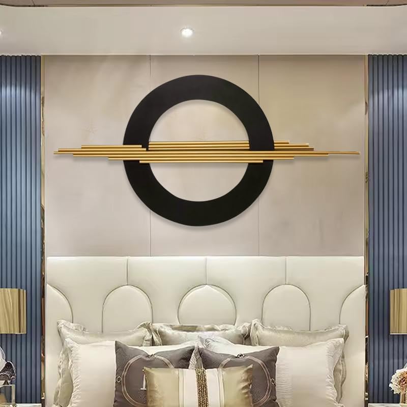 ZOVE Modern Metal Wall Art | Black & Gold Circle Decor for Living Room ...