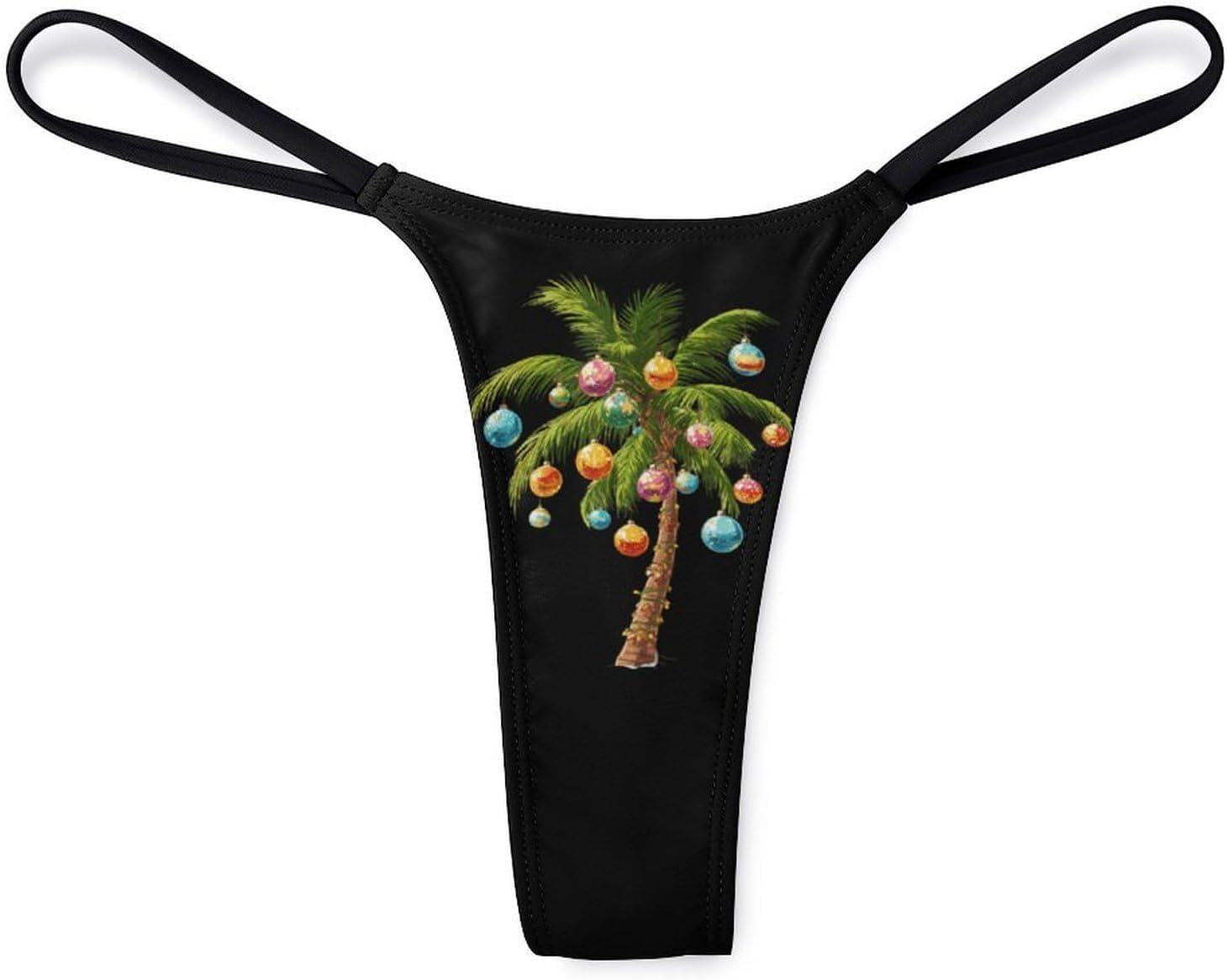 Christmas Palm Tree Thongs for Women Underwear G-String Panties | Breathable,Low Rise Panties,T-back,Sexy,Briefs,No Show Thongs