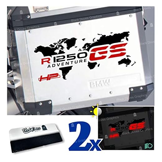 2pcs Adhesivo World R1250GS HP ADVENTUREE Compatible con BMW Motorrad R1250 GS R 1250 HP Touratech y GIVI Trekker Outback 37L 48L (Negro/Rojo)