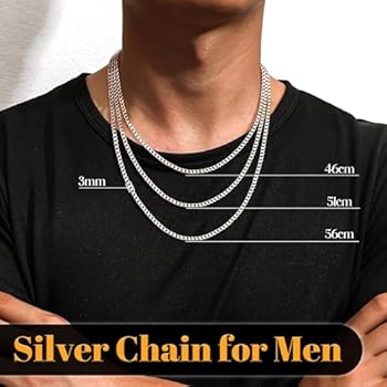YADOCA Zilveren ketting voor heren, 925 zilver, 3 mm/5 mm, halsketting