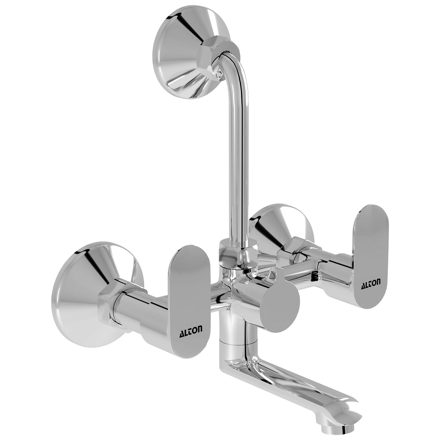 ALTON AXN9485 Brass Wall Mixer with Provision for Over Head Shower and 190mm Long Bend Pipe (Chrome)