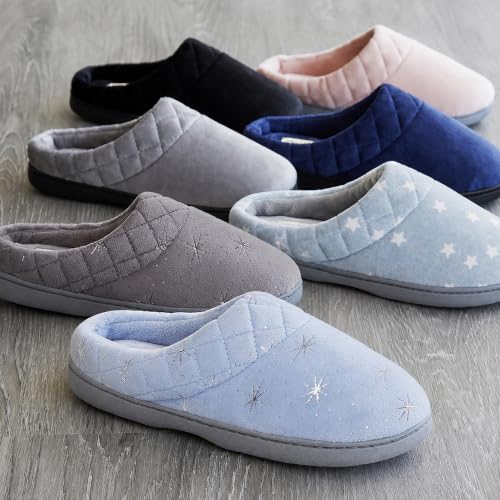 Image of Dearfoams Women's Lightweight Memory Foam Indoor House Slipper Darcy Velour Clog with Wide Widths