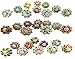 Dotted Mix Color Multi Designed Ceramic Cupboard Cabinet Door Knobs Drawer Pulls & Chrome Hardware - Hand Painted Pulls Set Of 20