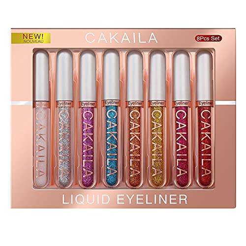 Set de 8 delineadores líquidos de ojos con brillo y secado rápido miniatura 1