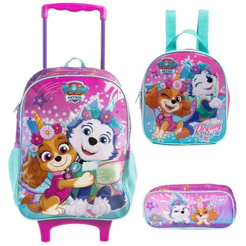 Kit Mochila de Carrinho + Lancheira + Estojo Patrulha Canina Skye XERYUS - 15250