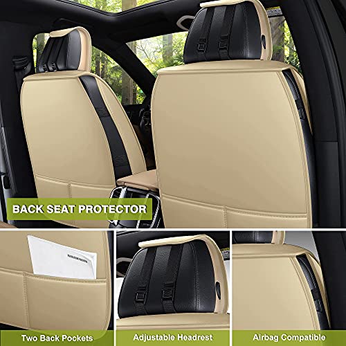 Aoog Leather Car Seat Covers, Leatherette Automotive Seat Covers For Cars Suv Pick-Up Truck, Non-Slip Vehicle Car Seat Covers Universal Fit Set For Auto Interior Accessories, Full Set #TOP2