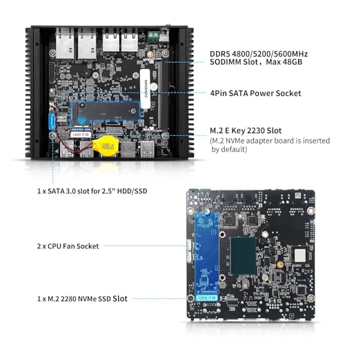 Image of SJRC Mini PC 2x10 GbE RJ45, Firewall Appliance N150 (Upgraded N100) Barebone NO RAM NO SSD, Dual i226V 2.5 Gbit LAN, S7 Pro OPNsense Micro Computer, 2xNVMe, 2xHD, Type-C, TF