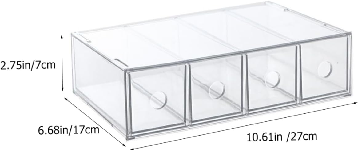 BESTYASH Clear Acrylic Makeup Storage Organizer Box Compartment Design for Cosmetics Jewelry and Stationery Elegant Display Case for Vanity and Dressing Table