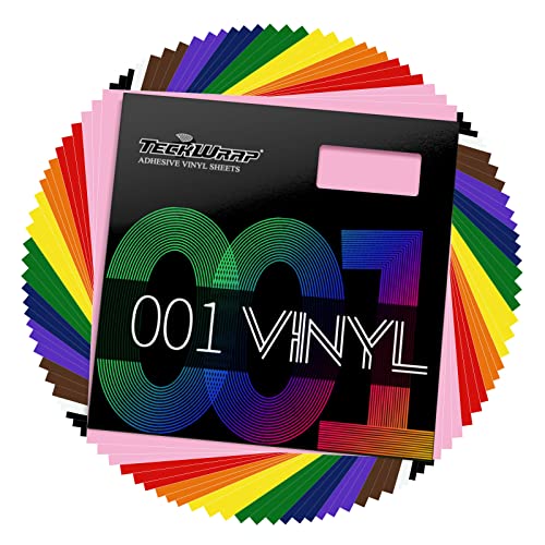 TECKWRAP 001 Vinyl Super Glossy Permanent Adhesive Vinyl 12'' x 12'' 20 Sheets/Pack with 10 Colors Craft Vinyl Precut Sheets for Scrapbooking, Craft Cutters,Sign Plotters (TM-KZT-CR-CHILDISH)
