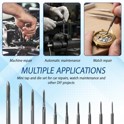 10 Stück Metrischer Gewindebohrer Set M1-M3.5, Gewindefräser, HSS Metrisches Gewinde-Maschinengewindebohrer-Sets, Gewindeschneider M2, Screw Nut Tap and die Set für Holz, Kunststoff, Metall