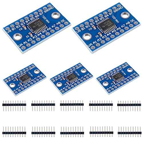 TXS0108E High Speed Full Duplex Logic Level Converter 8 Channel SPI 8 Way 3.3V 5V IIC 8-Bit Bi-Directional Converter Module Apply to Raspberry Pi and Arduino (Pack of 5 Set)