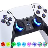 eXtremeRate Multi-Colors Luminated Dpad Thumbstick Udostępnij Przyciski Home Face dla ps5 Controller, Ziarno Drewna Klasyczne Symbole Przyciski Zestaw LED DTF V3 dla ps5 Controller - Controller Nie Jest Wliczony W Cenę