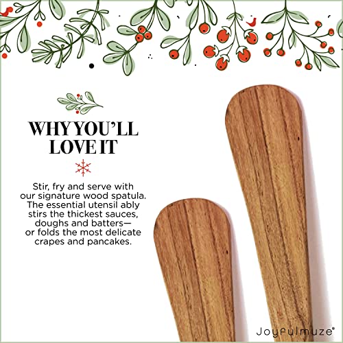 Joyfulmuze – Acacia Wood French Style Crepe Spatula, Sustainable Handcrafted Cooking Utensils For Pancakes, Lightweight Modern Stir Fry Kitchen Gadget,Egg Turner, Christmas Gifts Couples Set Of 2 #TOP4