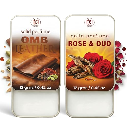 Image of Dr.Mashur Solid Perfume |Rose & Oud&OMB leather Alcohol Free Wax Perfume Balm, Long Lasting | Pocket Tin 12g, Pack Of 2| Non Greasy Smooth Glide, Travel Friendly Unisex Gifts He Or Her