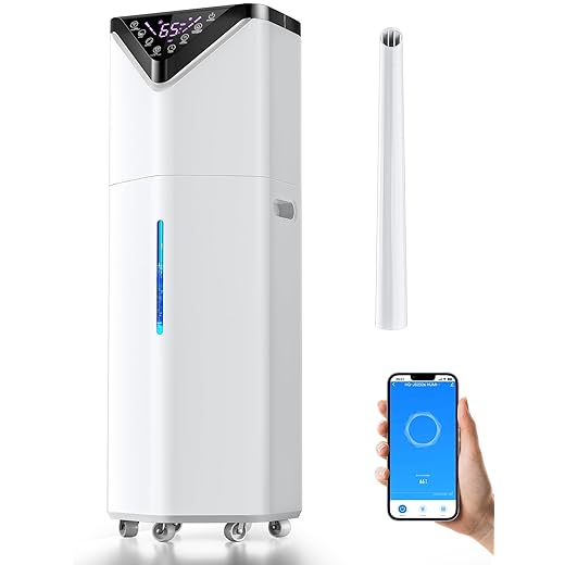 19L/5Gal Humidifiers for Bedroom Large Room 2800 sq ft, Quiet Humidifiers for Large Room, Floor Humidifier with 3 Mist Mode & Auto 180°Mist Tube for Home Whole House School Office Commercial Plants