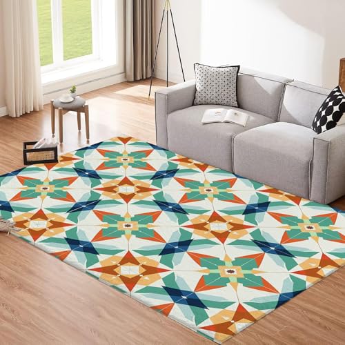Tapis de salon lavable résistant aux taches moquette chambre vert olive - 3