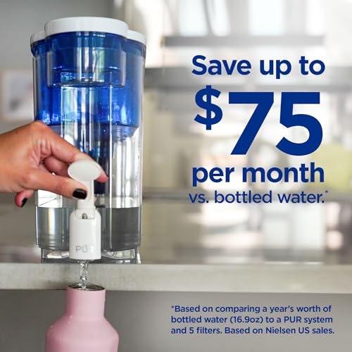PUR 30-Cup Countertop Water Filter Dispenser, 1 Genuine PUR Filter, 2-in-1 Powerful Filtration, Lasts 2 Months or 40 Gallons, Dishwasher Safe, White/Blue (DS1800Z) - Image 4