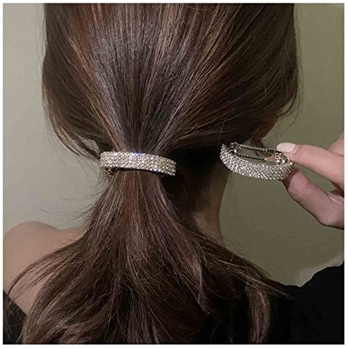 Yheakne Boho Crystal Ponytail Holder Luxury Ponytail Hair Cuff Barrette Geometric Hair Holder Clip Vintage Rhinestone Hair Tie Band Ring Bling Hair Accessories For Women And Girls Gifts #TOP16