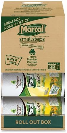 Marcal Small Steps : Kitchen Paper Towel Roll, 11 x 5-3/4, White, 140 Sheets/Roll. 12/Carton -:- Sold as 2 Packs of - 12 - / - Total of 24 Each